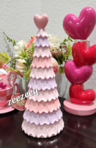 Valentines Dat Pastel Pink &amp; Purple Hearts Tired Tree Tabletop Decor New... - $29.69