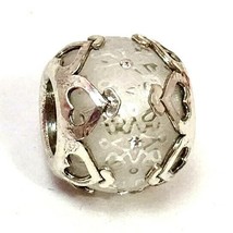 Authentic Brighton Icy Hearts Bead, J98392, Silver and Resin Finish, New - £19.30 GBP