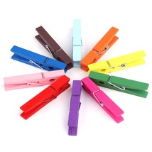3&quot; Multi Colored Clothespins Wooden Clothes Pins For School Classroom Crafts, 50 - £19.47 GBP