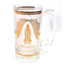 Kennedy Space Center NASA Space Shuttle Glass Beer Mug Stein 22K Gold Cu... - $9.74