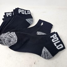 Polo Ralph Lauren Women&#39;s Quarter Length Ankle Sport Socks 6-Pack Black Grey - £23.73 GBP