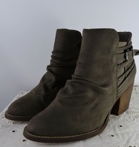 GC Shoes Kadie Slouch Ankle Boot Zip Up Buckle Strap Suede Brown Size 8.... - $54.45