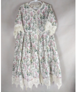 Trish Scully Child Button Front Floral Lace Trim Girls Dress Size 10 - $47.47 CAD