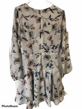 Voins Blouse Sz Small A Floral Flowing Flowers Teal Pink Cream Sheer  - £9.43 GBP