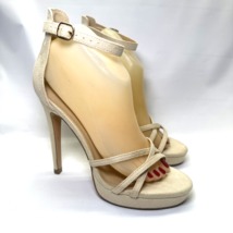 DIDIFU Women&#39;s  Size 8 M Beige Suede 5&quot; Platform Ankle Strap Heels Sanda... - £18.52 GBP