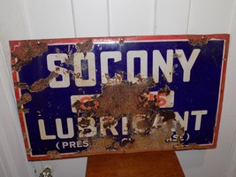 Vintage SOCONY Standard Oil Chassis Lubricant Porcelain Sign - $6,551.01 MXN