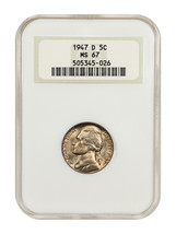 1947-D 5C NGC MS67 (OH) - $254.63