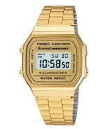 MEN'S GOLD TONE STAINLESS STEEL DIGITAL WATCH A168WG CASIO-US - $34.65