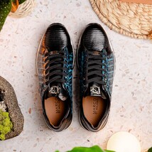 Men's Shoes genuine crocodile and lizard fashion sneaker Portici Navy / Black image 11