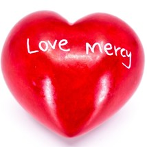 Vaneal Group Hand Carved Soapstone Justice/Mercy 2-Sided Red Heart Paperweight - £3.97 GBP