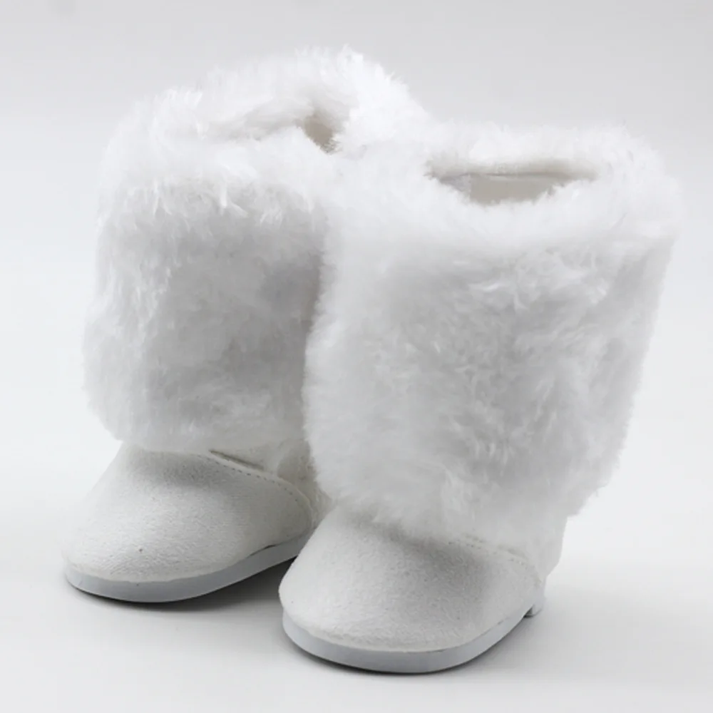 White Snow Boots Doll Shoes for 18&quot; 43cm American Girl Reborn New Born Baby BJD - £10.66 GBP