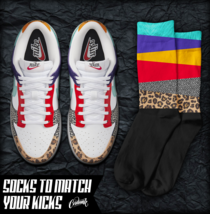 PATTERN Socks for N Dunk Low WMNS Patchwork Multicolor Safari Cheetah T Shirt - £16.50 GBP