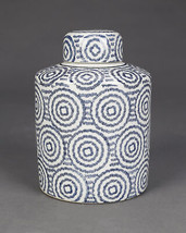 AA Importing Blue and White Circles Cylindrical Jar with Lid - £50.05 GBP