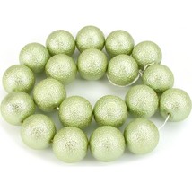 Round Glass Textured Pearl Beads Light Green 20mm 1 Strand - £7.56 GBP