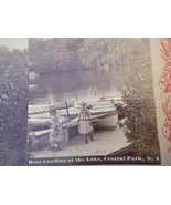 antique stereoview BOAT LANDING AT LAKE CENTRAL PARK NY photo girls fashion - £33.24 GBP