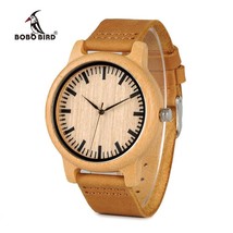 BOBO BIRD Quartz Unixsex Bamboo &amp; Wooden Watch with Scale Soft Leather Straps - £20.09 GBP