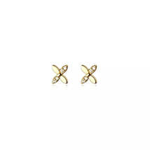 Anyco Fashion Earrings Gold 925 Sterling Simple CZ Zircon Classic Cross  - £13.99 GBP