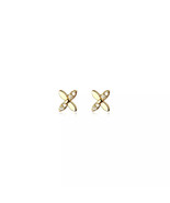 Anyco Fashion Earrings Gold 925 Sterling Simple CZ Zircon Classic Cross  - €15,00 EUR