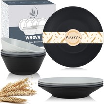 Wheat Straw Dinnerware Sets - 8 set Unbreakable Microwave Safe Dishes - £33.11 GBP