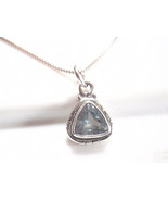 Very Tiny Faceted Blue Topaz with Rope Style Accents 925 Sterling Silver Pendant - £10.87 GBP