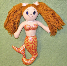 15" Nanco Mermaid Plush Doll Stuffed Yellow Orange Spotted 2004 Wool Hair Toy - £6.39 GBP