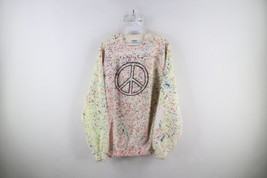 Vintage 80s Streetwear Womens XL Rainbow Paint Splatter Peace Sign Sweatshirt - £55.48 GBP