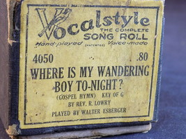 PLAYER PIANO ROLL Where is My Wandering Boy To Night VOCAL STYLE 4050 SO... - £9.33 GBP