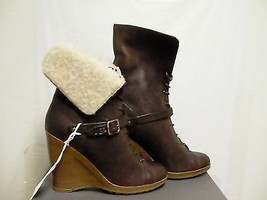 Women&#39;s ugg collection boots caprera wedge brown leather new made in Ita... - $188.05