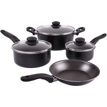 Mainstays 7 Piece Non Stick Aluminium, Pots and Pans Cookware Set, Black - $41.46