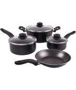 Mainstays 7 Piece Non Stick Aluminium, Pots and Pans Cookware Set, Black - $41.46