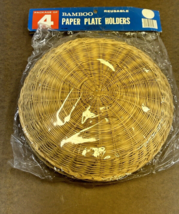 Lot of 12 WickerPaper Plate Holders Woven Bamboo Camping Picnic Vintage - £23.20 GBP