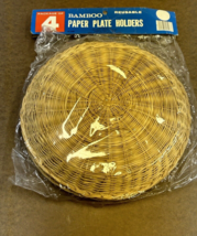 Lot of 12 WickerPaper Plate Holders Woven Bamboo Camping Picnic Vintage - £23.35 GBP