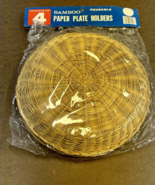 Lot of 12 WickerPaper Plate Holders Woven Bamboo Camping Picnic Vintage - £22.68 GBP