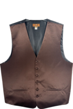 Steven Land Men&#39;s Dark Brown Vest 6 Buttons Polyester Black Back Size 2XL - £15.97 GBP