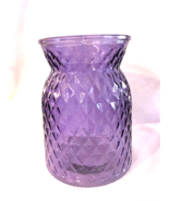 Glass Purple #1 Diamond Pattern 6&quot; Round Flower Vase Tabletop Decor - $13.99