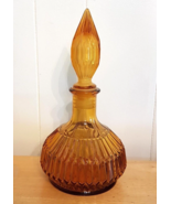 Empoli Amber Glass Genie BOTTLE VTG Whiskey Wine DECANTER Diamond Optic ... - £116.48 GBP