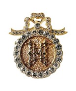 Vintage Gold Tone Rhinestone Brooch Pin CMH HMC CHM Initials Bow 1.5&quot; F7A - $34.45 CAD