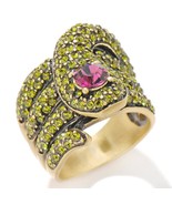 Heidi Daus Serpent Snake Green Crystal Ring Size 7 - £42.30 GBP