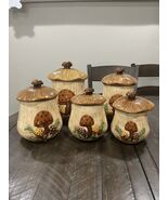 1970s Vintage Arnels Mushroom Canister Set of 5 Excellent Condition Rare - $412.77 CAD