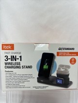 itek Fast Charge 3-In-1 Wireless Charging Stand Qi Standard Charge 3 Devices NEW - £7.20 GBP