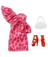 Barbie Fashions Pack, Pink Red Heart Dress, Red Shoes and White Purse - $11.95