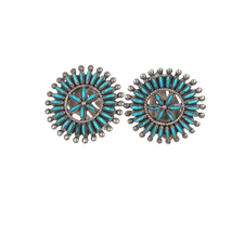 40&#39;s-50&#39;s Zuni Needlepoint turquoise silver clip-on earrings - $311.85