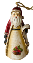 Smiling Jolly Santa Christmas Holiday Ornament w/ List Ho Ho Ho 4&quot; Hand Painted - £11.46 GBP