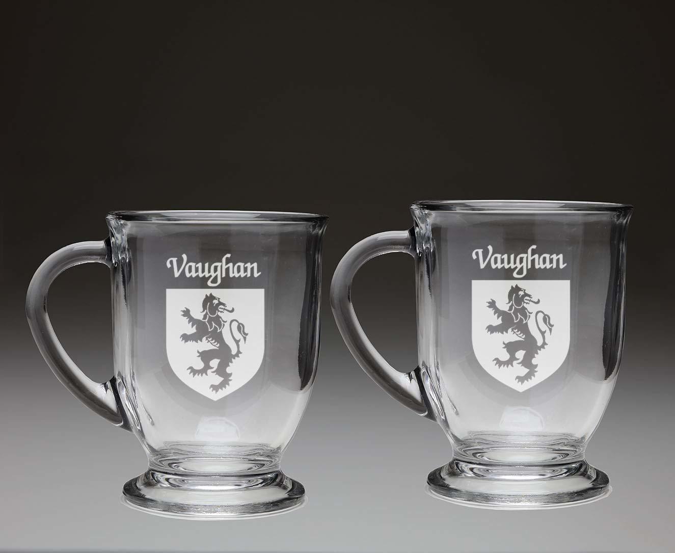 Vaughan Irish Coat of Arms Glass Coffee Mugs - Set of 2 - £25.29 GBP