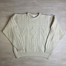 Carraig Donn Aran Sweater Men&#39;s XL Cream Cable Knit Fisherman Pure Wool ... - €50,63 EUR