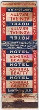 Matchbook Cover Admiral Beatty Hotel Saint John New Brunswick Excise Tax - £3.94 GBP