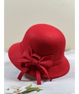 Women Wool Fedora Bucket Hat, Red - $16.00