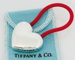 Tiffany &amp; Co Silver Puffed Heart Key Ring Keychain in Red Rubber Sterlin... - £286.07 GBP