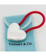 Tiffany &amp; Co Silver Puffed Heart Key Ring Keychain in Red Rubber Sterlin... - £287.66 GBP
