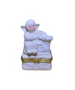 Vintage K’s Collection Snow Baby 2.5” x 1.5” Gold Tone Top Trinket Box - £11.05 GBP